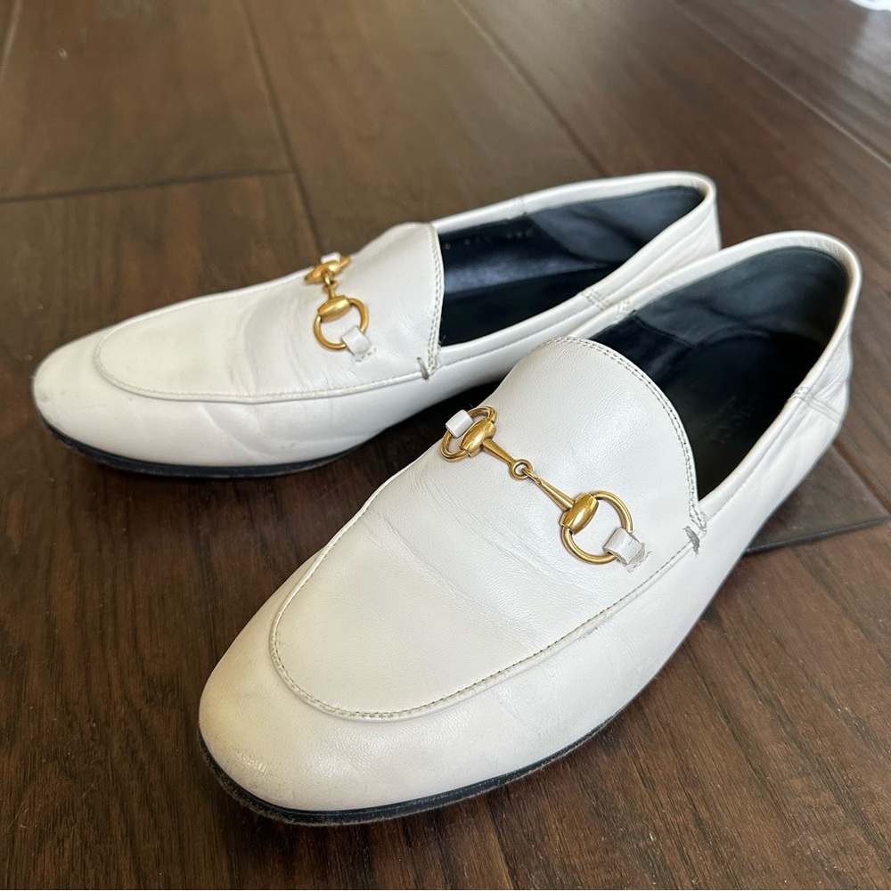 Gucci Brixton White Loafers Size 37.5